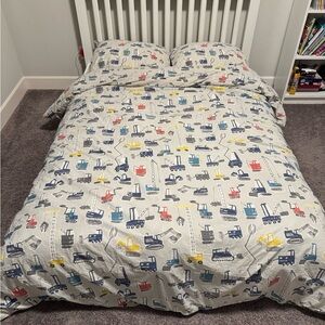 Pottery Barn Kids Jax Construction Full Duvet and Pillow Shams